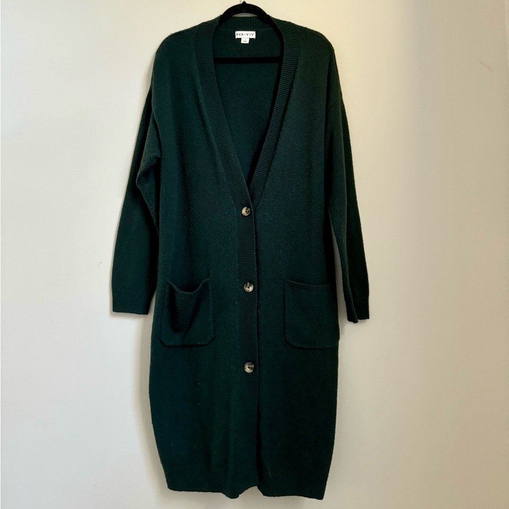 Cozy Green Button-Up Cardigan